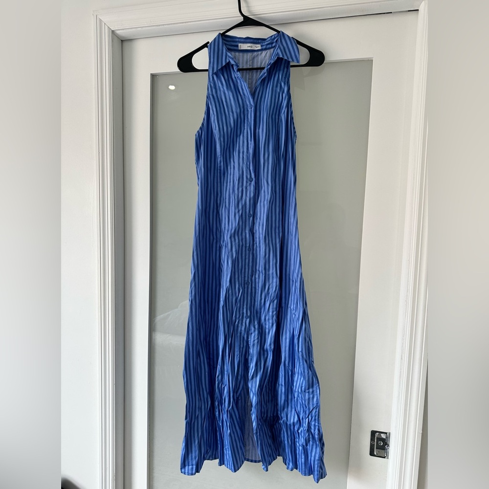 💙 Mango Striped Midi Dress – Size 8 💙